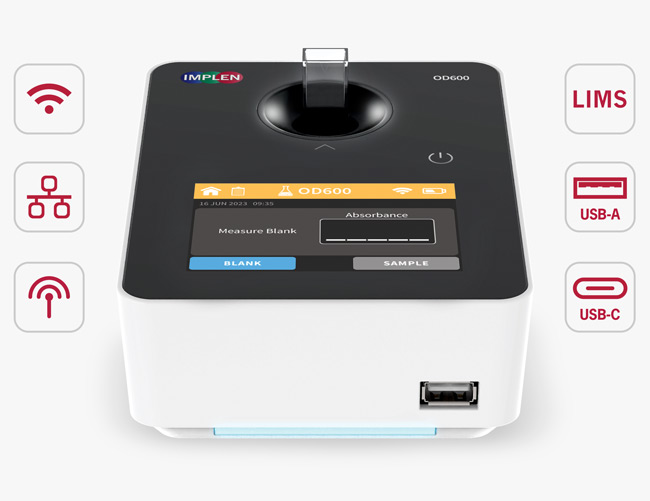 Implen OD600 Advanced Connectivity Options wifi lan Ethernet usb a usb c LIMS g 1